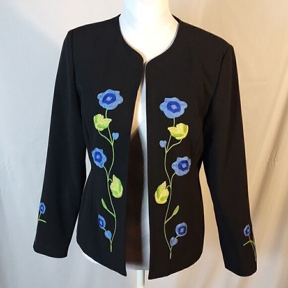 Russell Kemp Embroidered Open Front Jacket - Picture 1 of 7